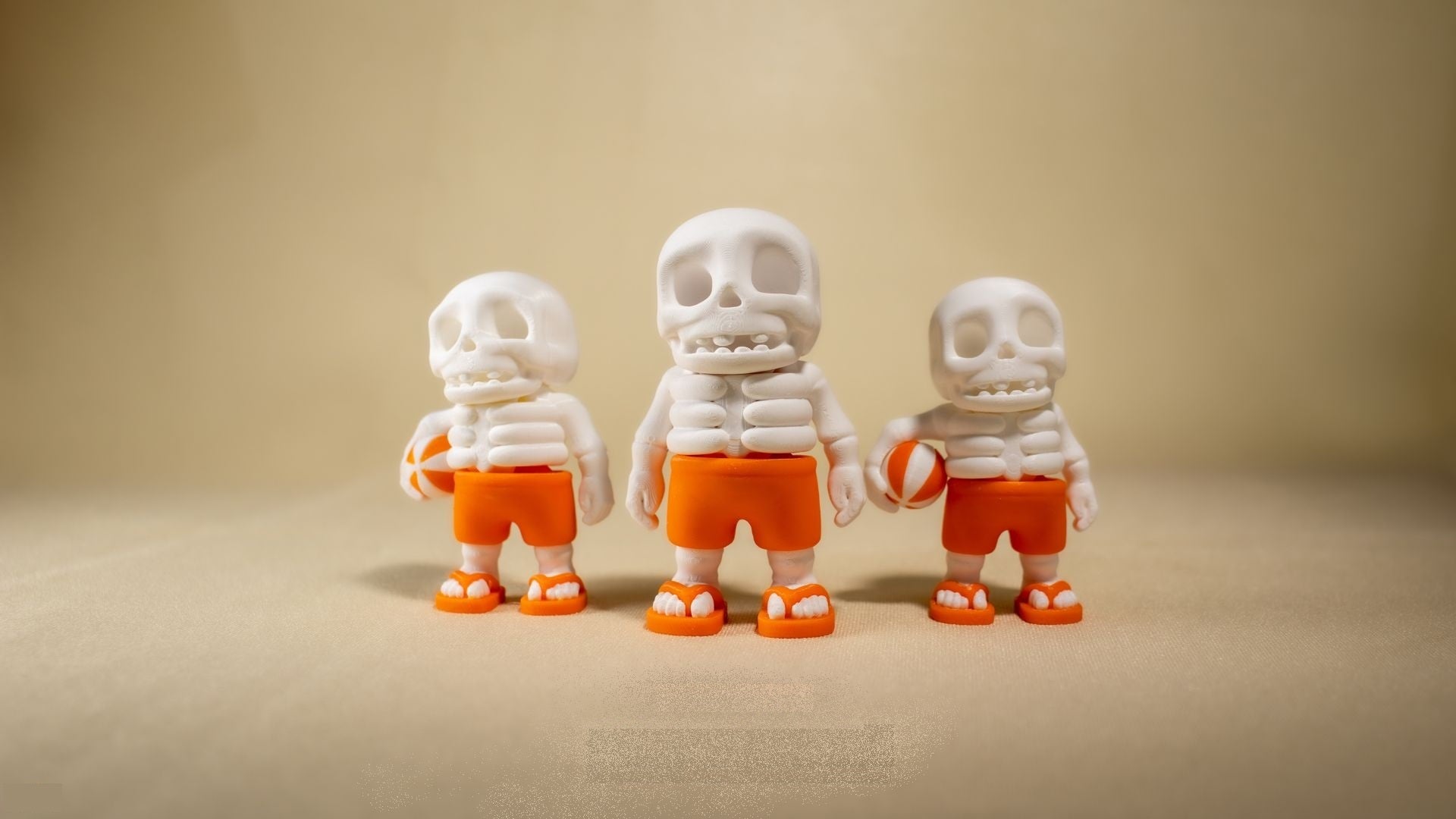 Krew3D Printables - Tiny Summer Skeleton - 3D Printed, Articulated, and Super Wiggly | 3D Printed Flexible Fidget Collectible Gift for Kids & Adults | ZOU3D