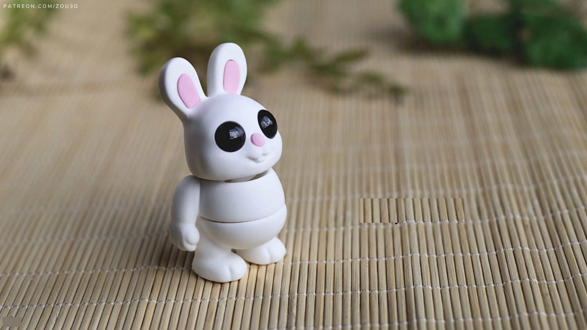 Krew3D Printables - Tiny Bunny - Standing - 3D Printed, Articulated, and Super Wiggly | 3D Printed Flexible Fidget Collectible Gift for Kids & Adults | ZOU3D