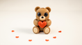 Load image into Gallery viewer, Krew3D Printables - Tiny Valentine's Teddy Bear - 3D Printed, Articulated, and Super Wiggly | 3D Printed Flexible Fidget Collectible Gift for Kids & Adults | ZOU3D
