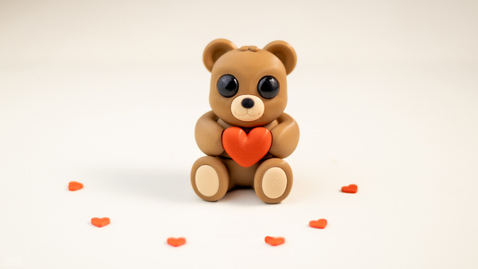 Krew3D Printables - Tiny Valentine's Teddy Bear - 3D Printed, Articulated, and Super Wiggly | 3D Printed Flexible Fidget Collectible Gift for Kids & Adults | ZOU3D