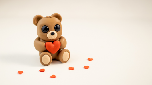 Krew3D Printables - Tiny Valentine's Teddy Bear - 3D Printed, Articulated, and Super Wiggly | 3D Printed Flexible Fidget Collectible Gift for Kids & Adults | ZOU3D
